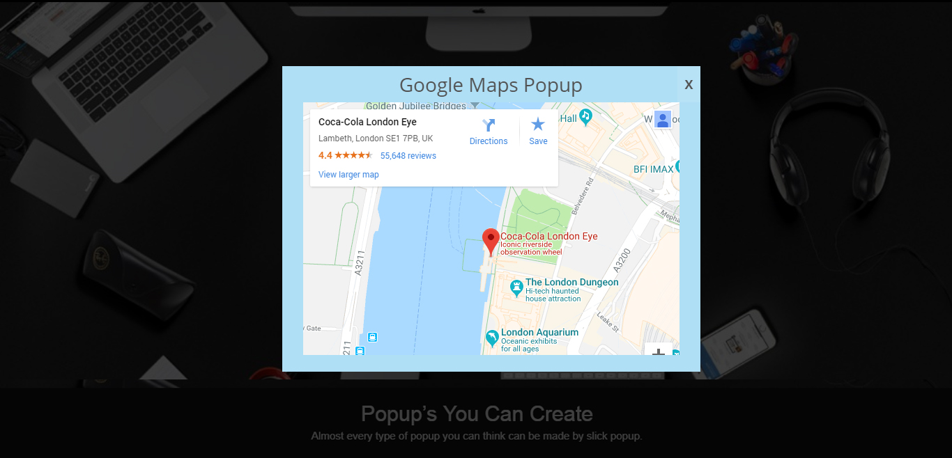 Google Maps Popup Demo