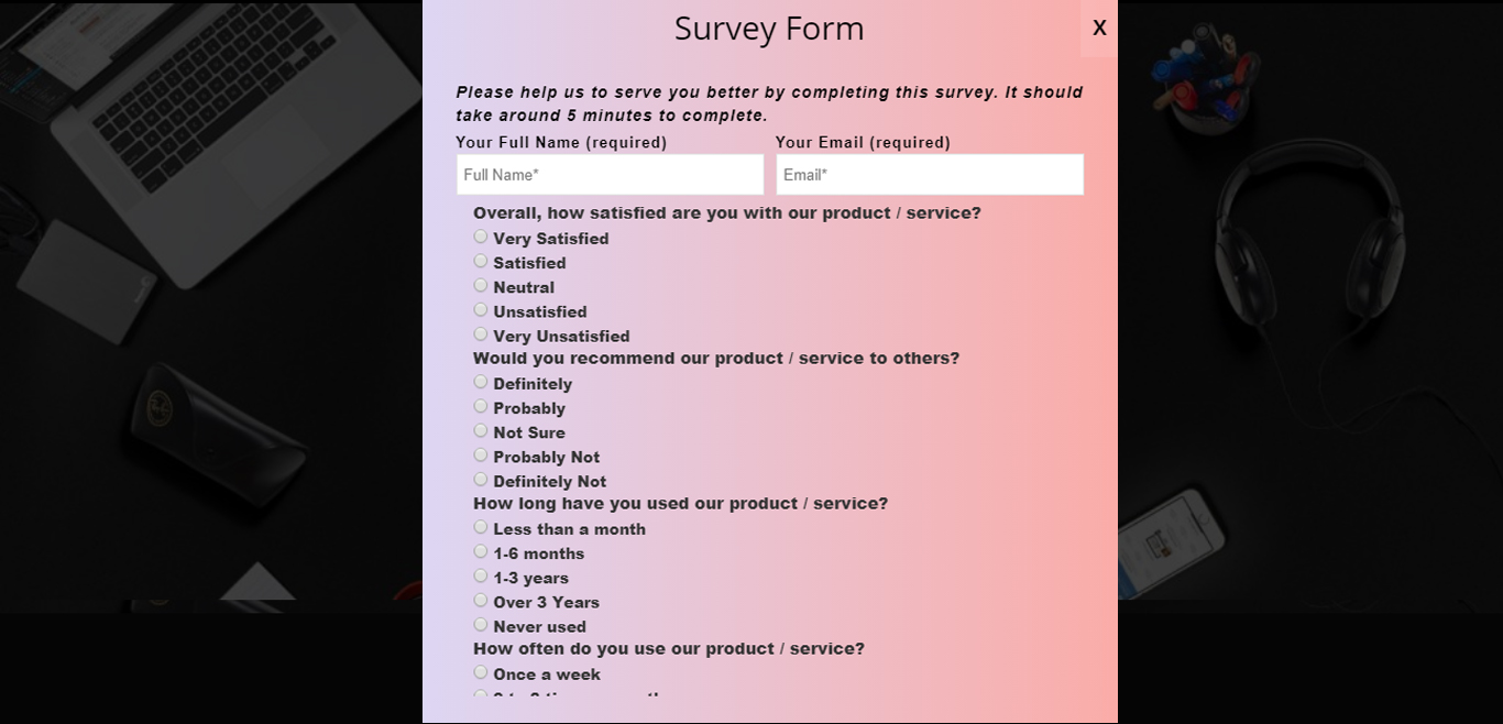 Survey Form Popup Demo